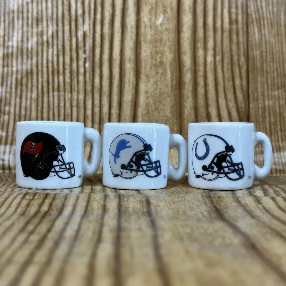 NFL Football Teams Mini Miniature Ceramic‎ Coffee Mugs Team Logo Cups Lot Of 9